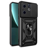 İnfinix Smart 8 Kılıf Magnetik Standlı Kamera Korumalı Zore Sürgülü Vega Kapak Mavi