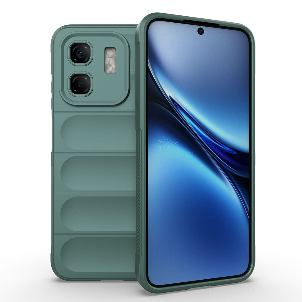 İnfinix Smart 9 Kılıf Esnek TPU Oyuklu Arka Yüzey Tasarımlı Zore Etnik Silikon Kapak Koyu Yeşil