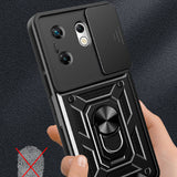 İnfinix Zero 30 4G Kılıf Magnetik Standlı Kamera Korumalı Zore Sürgülü Vega Kapak Siyah