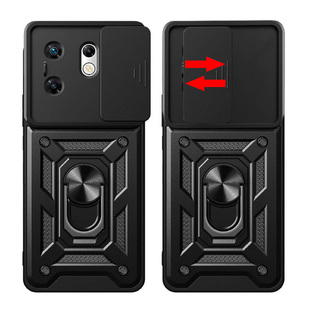İnfinix Zero 30 4G Kılıf Magnetik Standlı Kamera Korumalı Zore Sürgülü Vega Kapak Mavi
