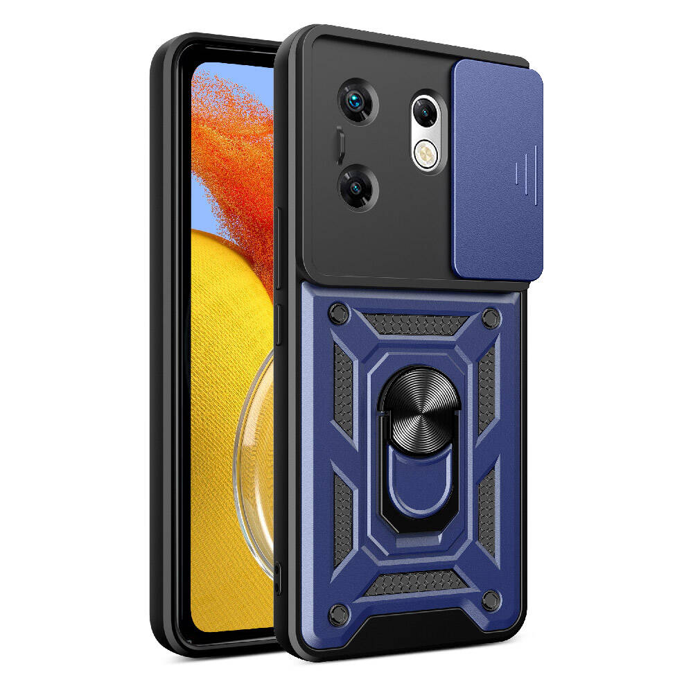 İnfinix Zero 30 4G Kılıf Magnetik Standlı Kamera Korumalı Zore Sürgülü Vega Kapak Siyah