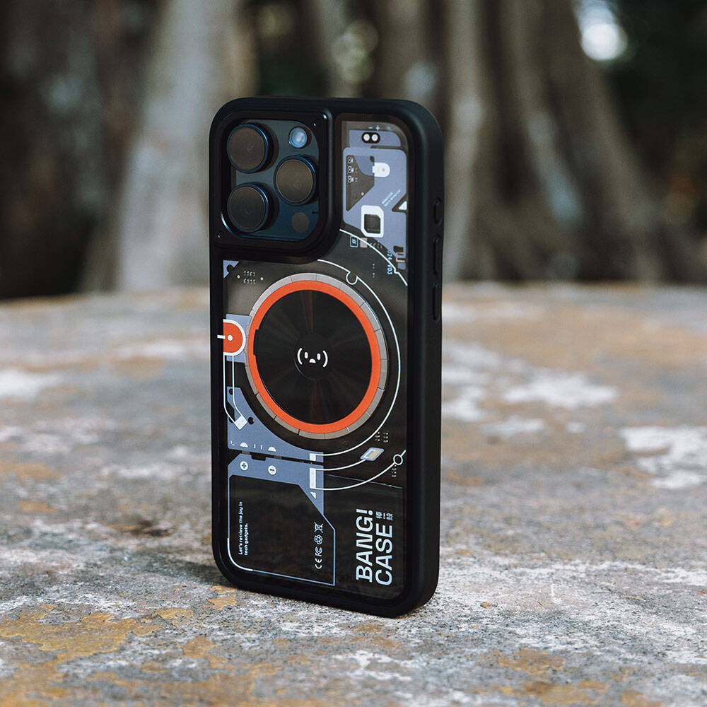 iPhone 15 Pro Max Kılıf Özelleştirilebilir 3 Fonksiyonlu Bluetooth Bağlantılı Bitmo Lab Bangcase Akıllı M-safe Kapak Siyah