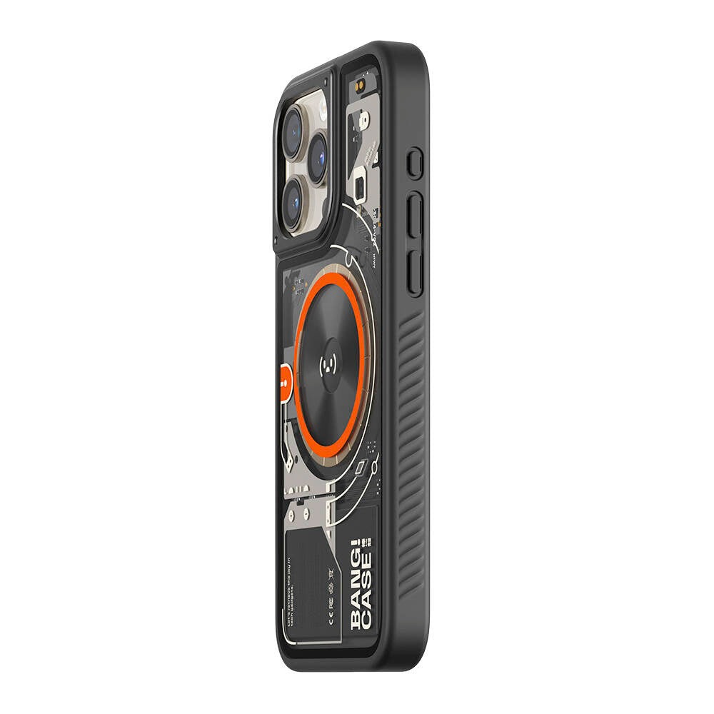 iPhone 15 Pro Max Kılıf Özelleştirilebilir 3 Fonksiyonlu Bluetooth Bağlantılı Bitmo Lab Bangcase Akıllı M-safe Kapak Siyah