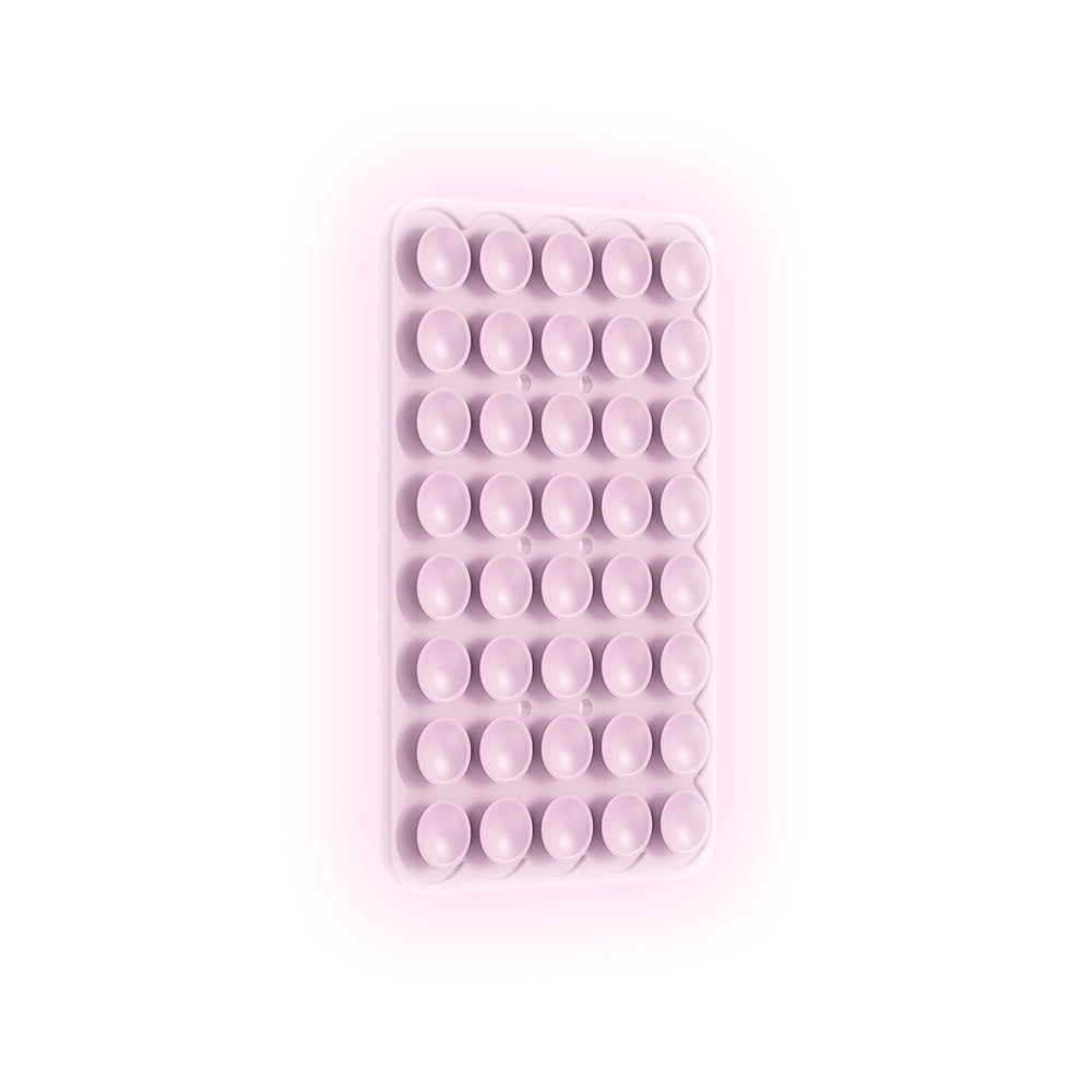 Kare Öpücüklü 02 Fosforlu Silikon Telefon Tutucu Pembe