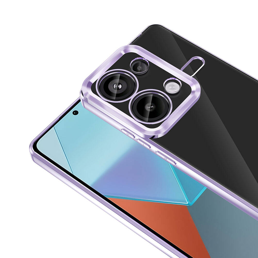 Xiaomi Redmi Note 13 Pro 4G Kılıf Kamera Korumalı Logo Gösteren Zore Omega Kapak Derin Mor