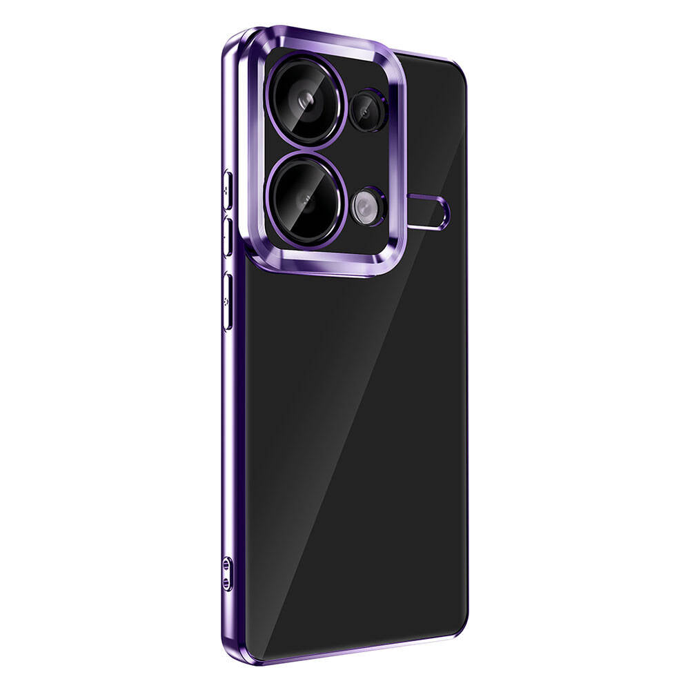 Xiaomi Redmi Note 13 Pro 4G Kılıf Kamera Korumalı Logo Gösteren Zore Omega Kapak Derin Mor