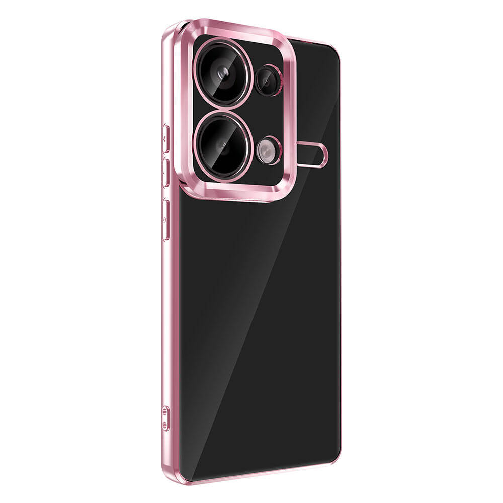 Xiaomi Redmi Note 13 Pro 4G Kılıf Kamera Korumalı Logo Gösteren Zore Omega Kapak Rose Gold