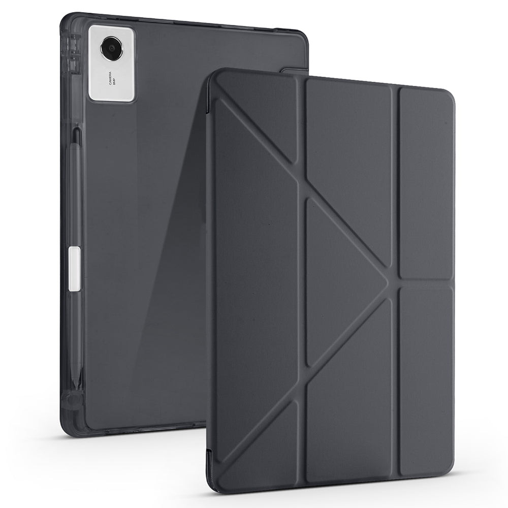 Lenovo Idea Tab Plus 12.1 Kılıf Zore Tri Folding Kalem Bölmeli Standlı Kılıf Siyah