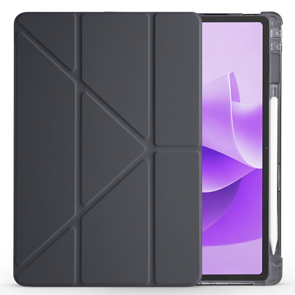 Lenovo Idea Tab Plus 12.1 Kılıf Zore Tri Folding Kalem Bölmeli Standlı Kılıf Siyah
