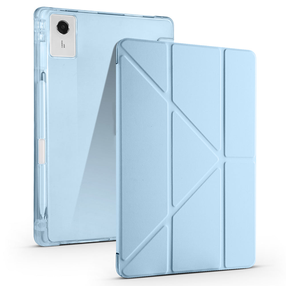 Lenovo Idea Tab Plus 12.1 Kılıf Zore Tri Folding Kalem Bölmeli Standlı Kılıf Mavi