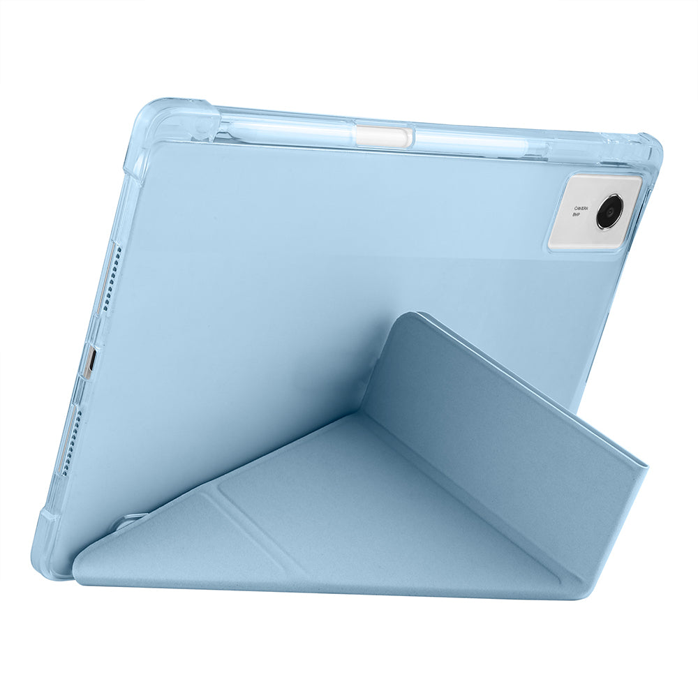 Lenovo Idea Tab Plus 12.1 Kılıf Zore Tri Folding Kalem Bölmeli Standlı Kılıf Mavi