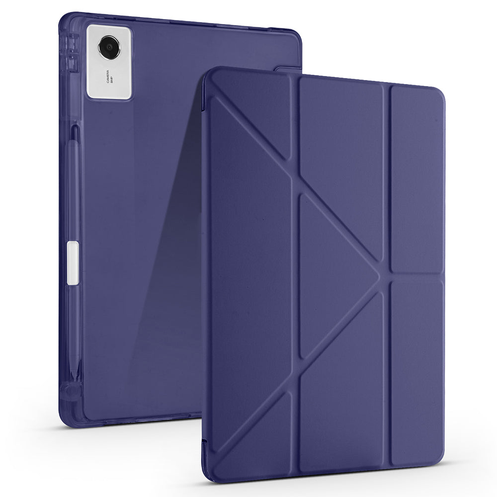 Lenovo Idea Tab Plus 12.1 Kılıf Zore Tri Folding Kalem Bölmeli Standlı Kılıf Lacivert