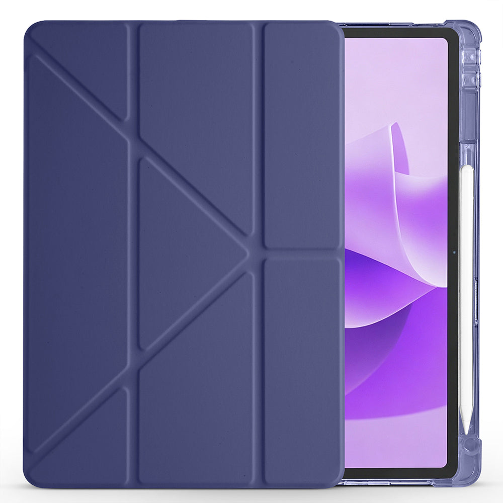 Lenovo Idea Tab Plus 12.1 Kılıf Zore Tri Folding Kalem Bölmeli Standlı Kılıf Lacivert
