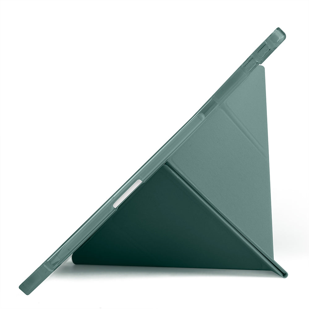 Lenovo Idea Tab Plus 12.1 Kılıf Zore Tri Folding Kalem Bölmeli Standlı Kılıf Koyu Yeşil