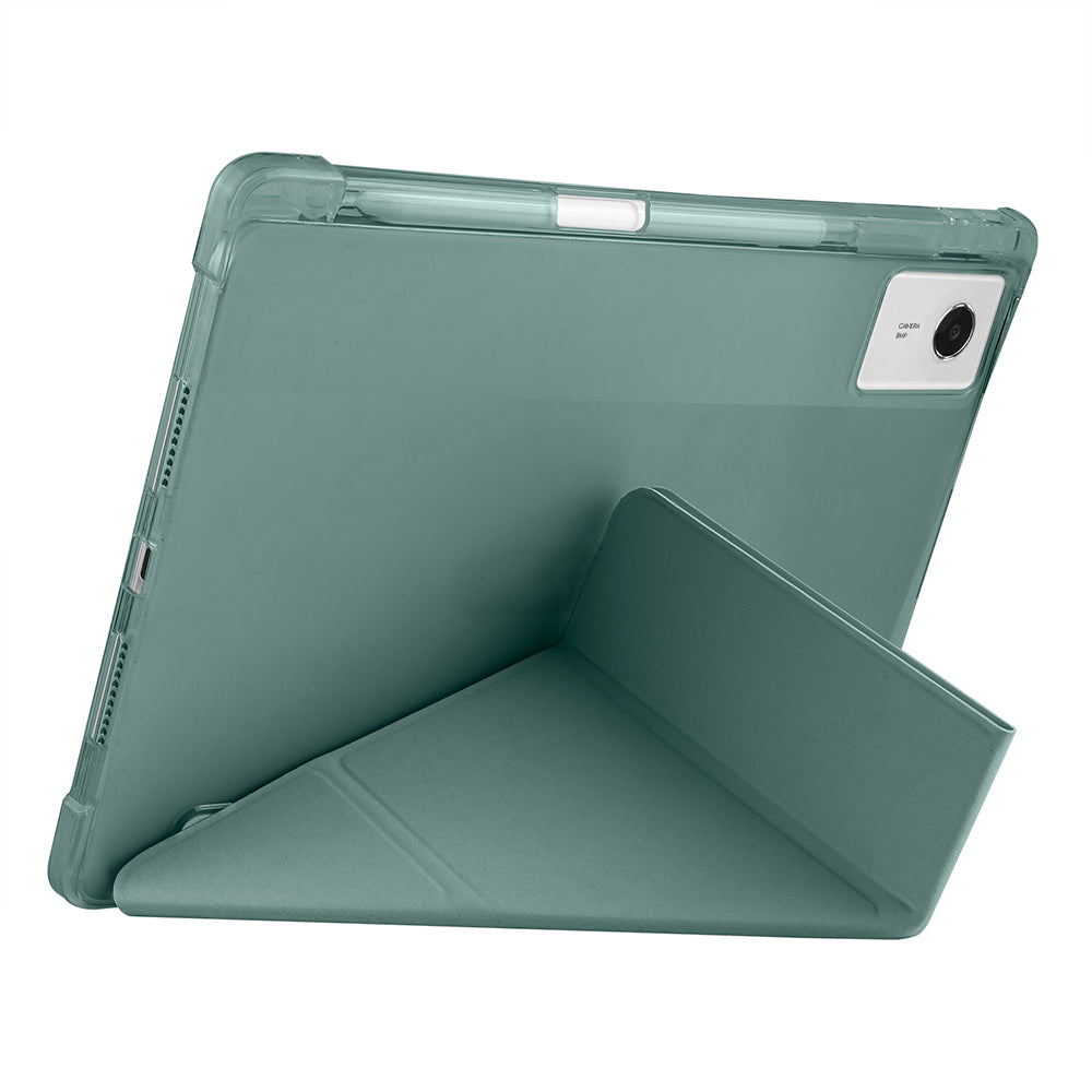 Lenovo Idea Tab Plus 12.1 Kılıf Zore Tri Folding Kalem Bölmeli Standlı Kılıf Koyu Yeşil
