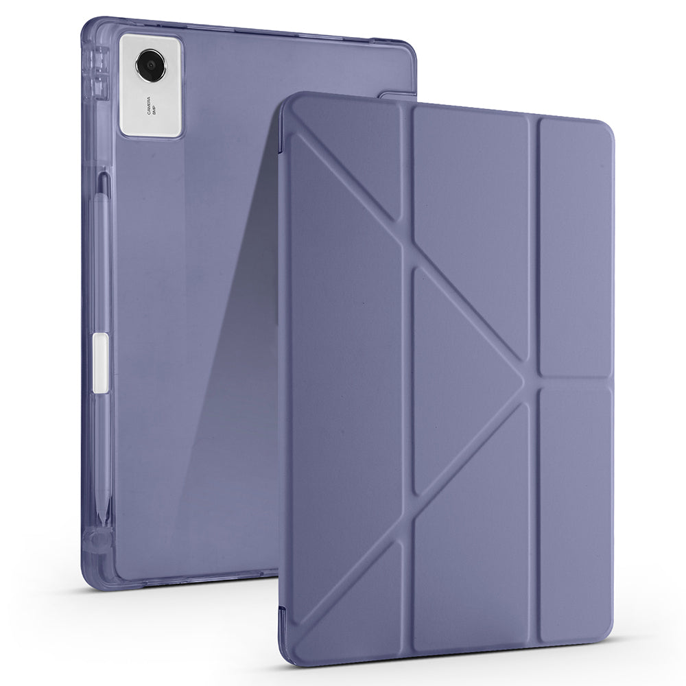Lenovo Idea Tab Plus 12.1 Kılıf Zore Tri Folding Kalem Bölmeli Standlı Kılıf Mor