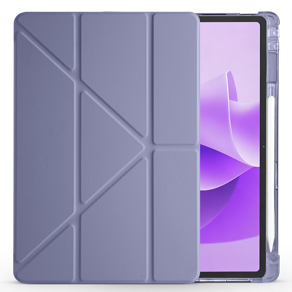 Lenovo Idea Tab Plus 12.1 Kılıf Zore Tri Folding Kalem Bölmeli Standlı Kılıf Mor