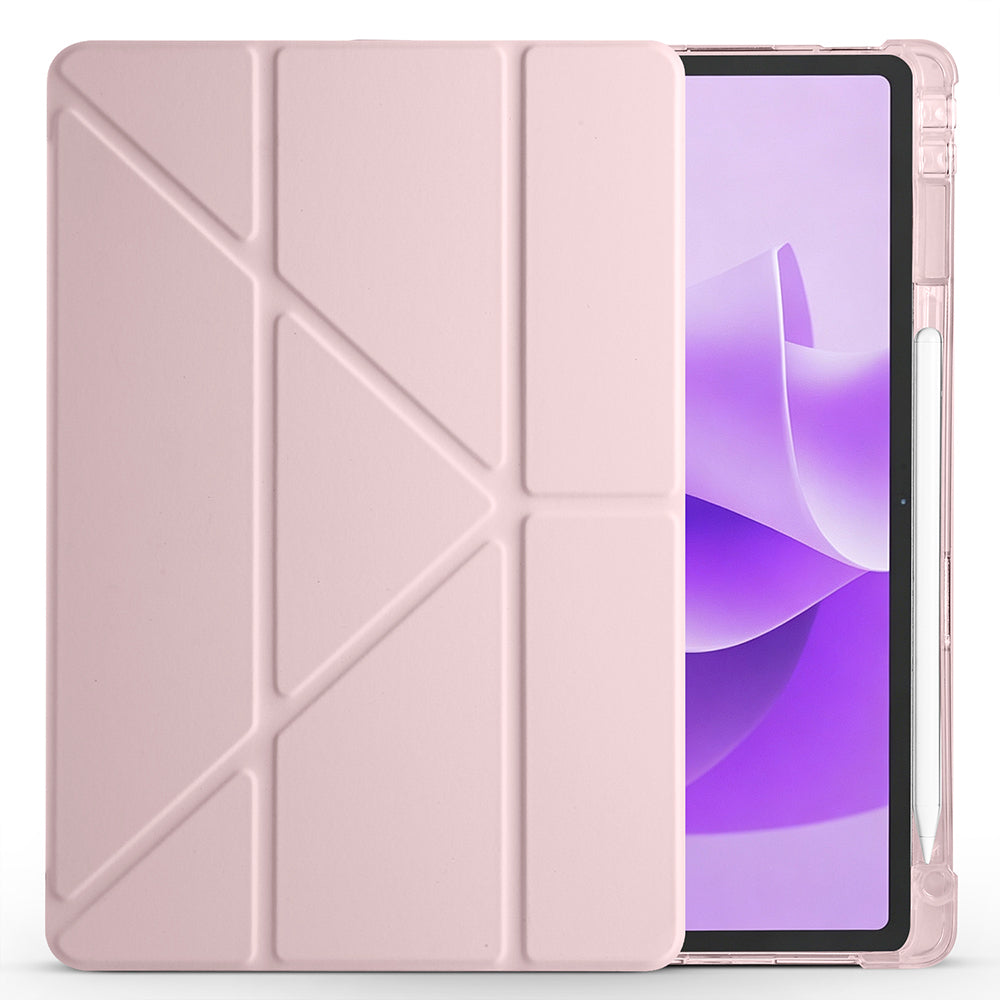 Lenovo Idea Tab Plus 12.1 Kılıf Zore Tri Folding Kalem Bölmeli Standlı Kılıf Rose Gold