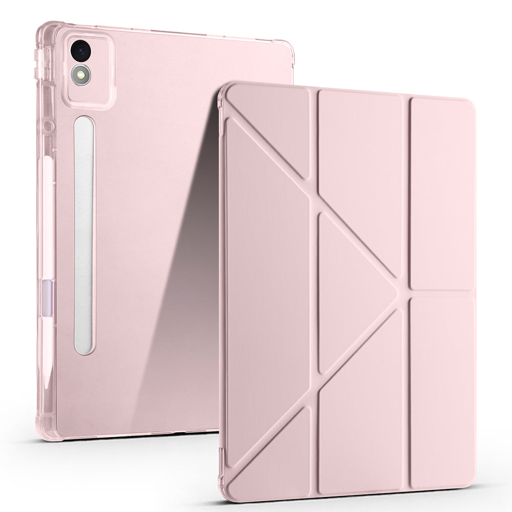 Lenovo Idea Tab Pro 12.7 TB-373FU Kılıf Zore Tri Folding Kalem Bölmeli Standlı Kılıf Rose Gold