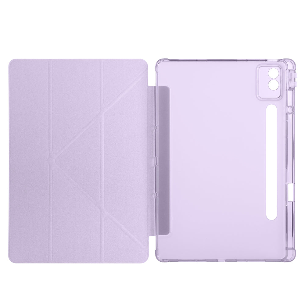 Lenovo Idea Tab Pro 12.7 TB-373FU Kılıf Zore Tri Folding Kalem Bölmeli Standlı Kılıf Lila