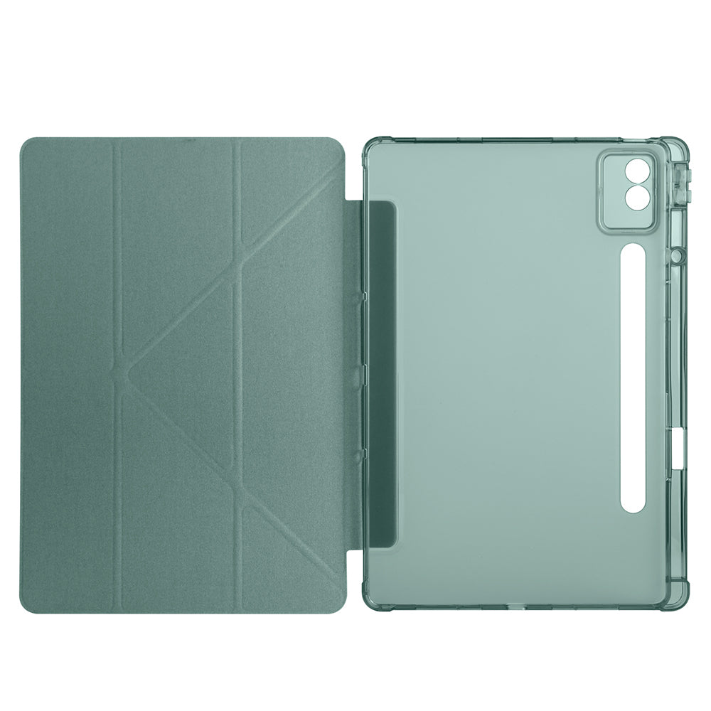 Lenovo Idea Tab Pro 12.7 TB-373FU Kılıf Zore Tri Folding Kalem Bölmeli Standlı Kılıf Koyu Yeşil