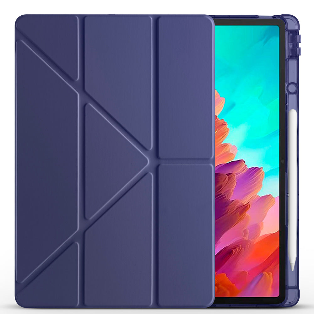 Lenovo Idea Tab Pro 12.7 TB-373FU Kılıf Zore Tri Folding Kalem Bölmeli Standlı Kılıf Mavi