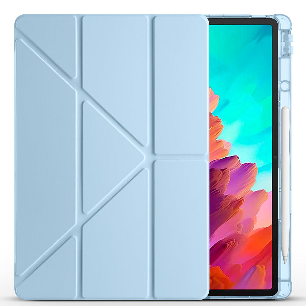 Lenovo Idea Tab Pro 12.7 TB-373FU Kılıf Zore Tri Folding Kalem Bölmeli Standlı Kılıf Mavi