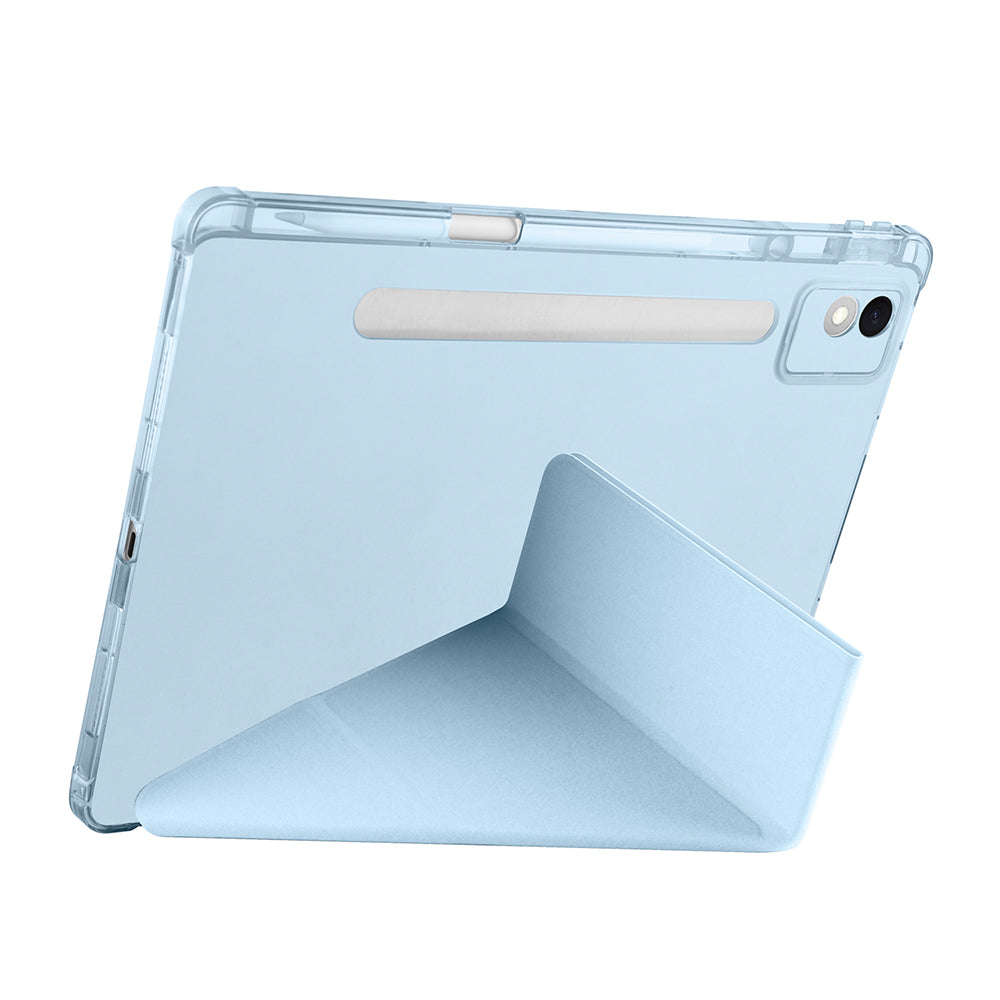 Lenovo Idea Tab Pro 12.7 TB-373FU Kılıf Zore Tri Folding Kalem Bölmeli Standlı Kılıf Mavi