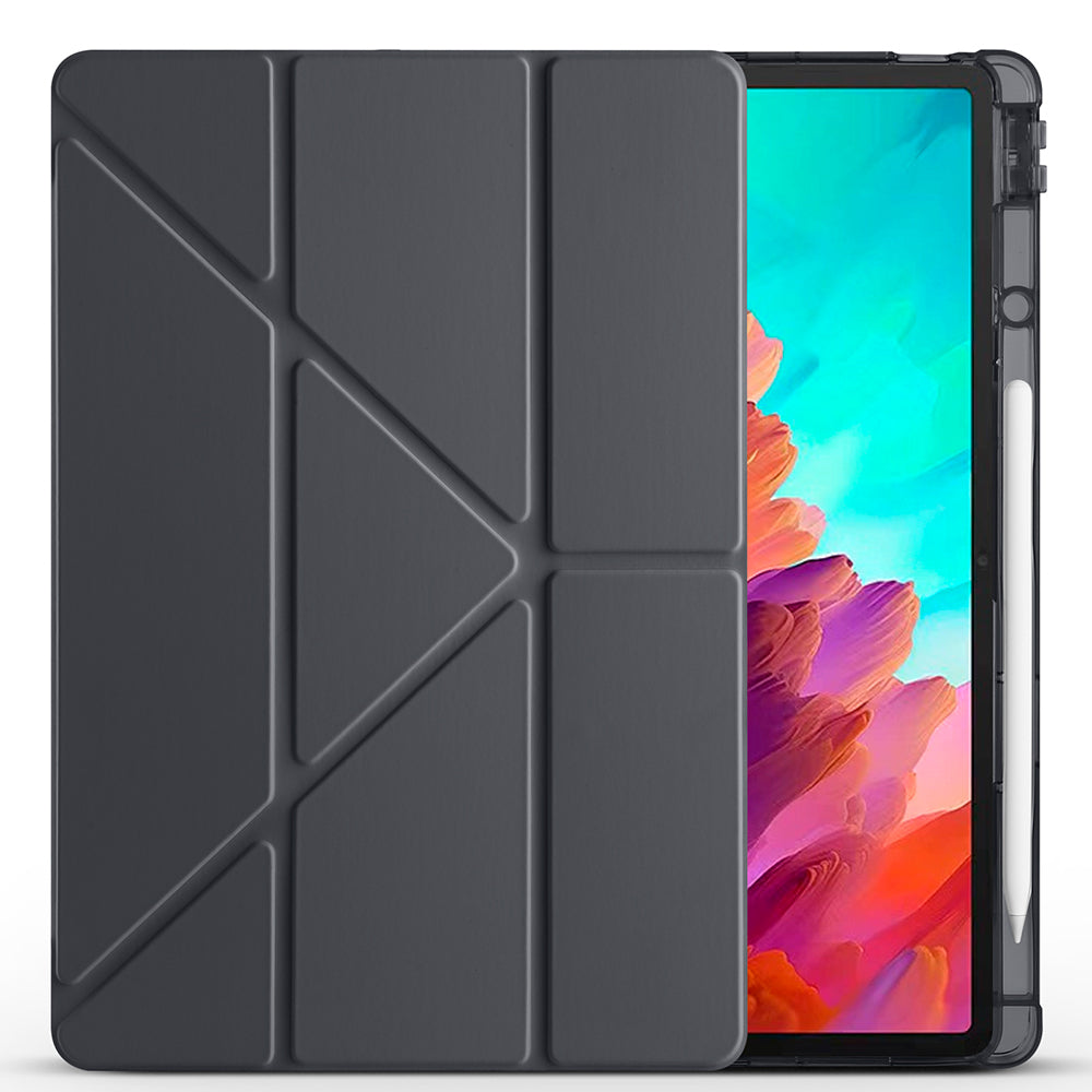 Lenovo Idea Tab Pro 12.7 TB-373FU Kılıf Zore Tri Folding Kalem Bölmeli Standlı Kılıf Mavi