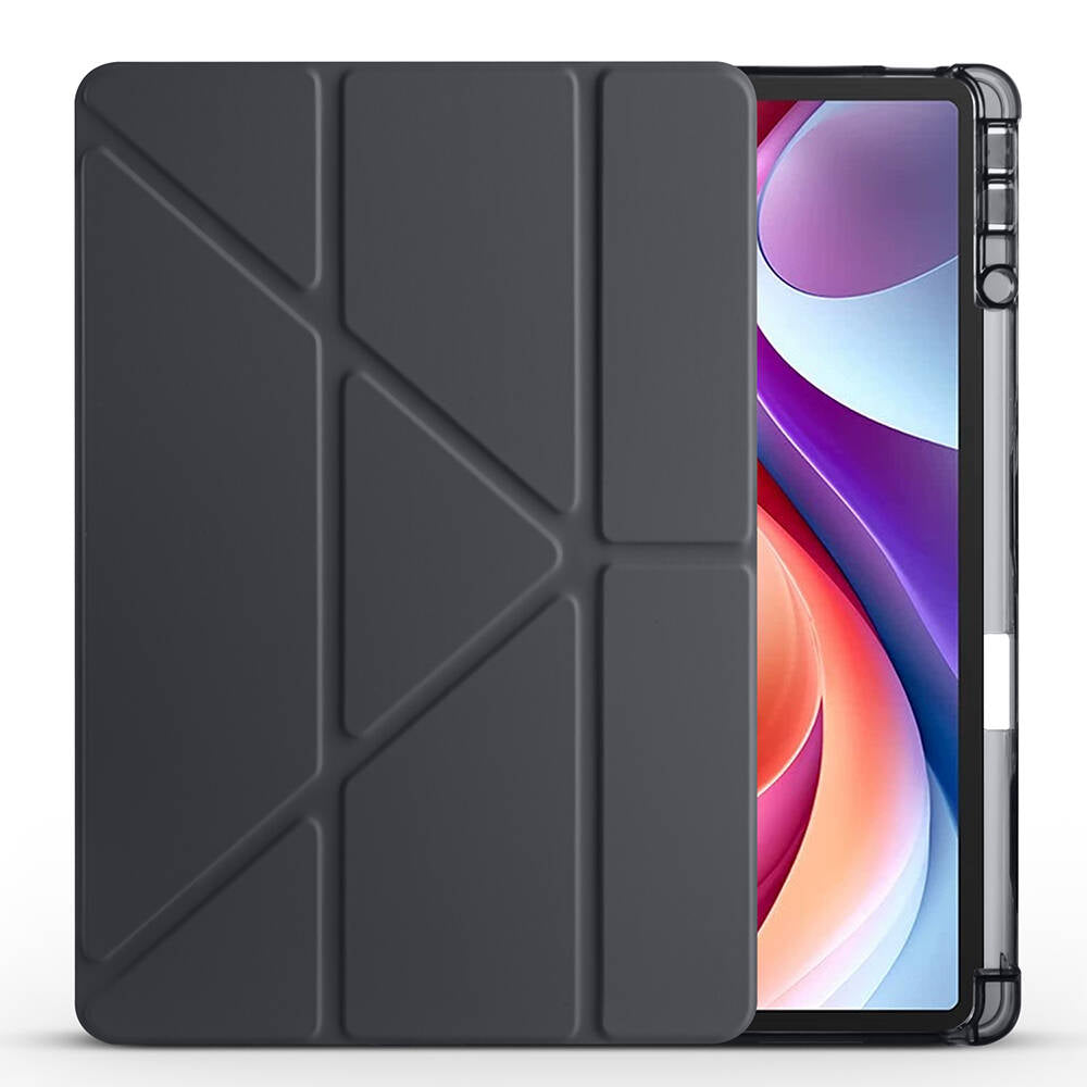 Lenovo M11 TB-330FU Kılıf Zore Tri Folding Kalem Bölmeli Standlı Kılıf Siyah