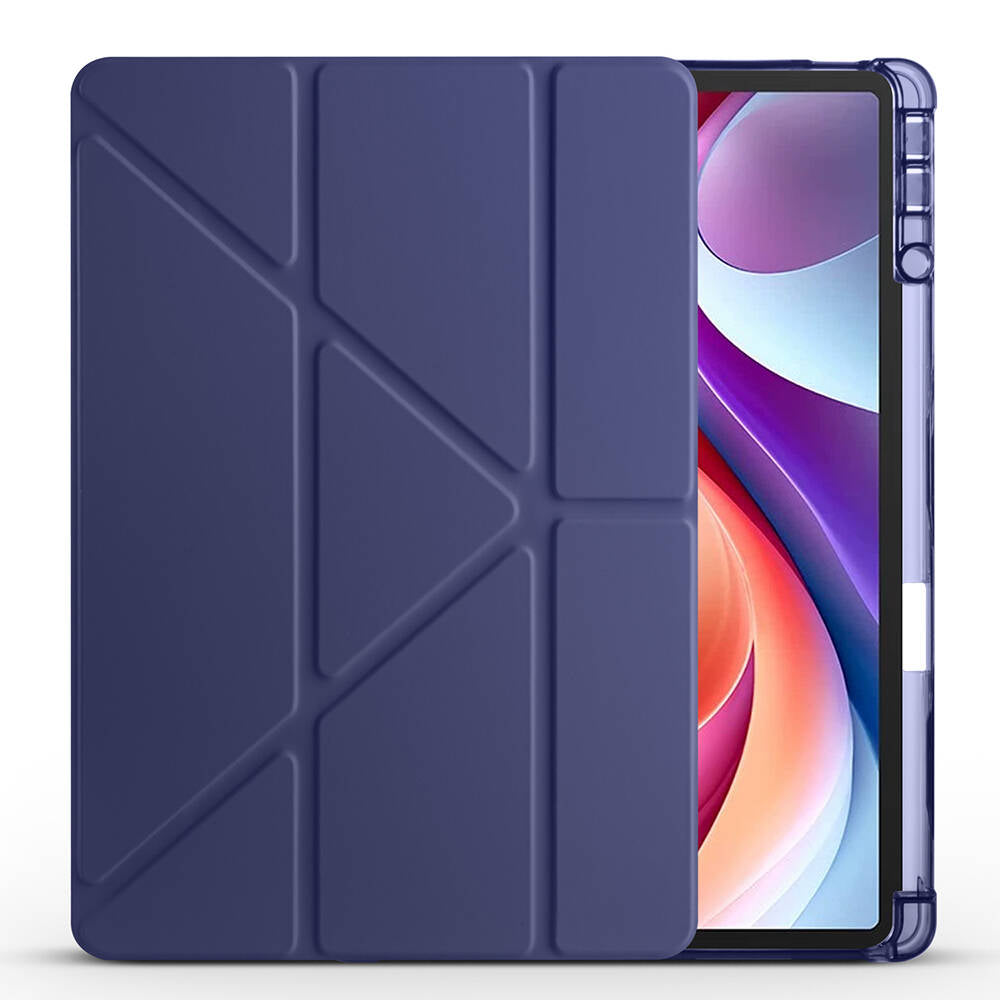 Lenovo M11 TB-330FU Kılıf Zore Tri Folding Kalem Bölmeli Standlı Kılıf Mavi