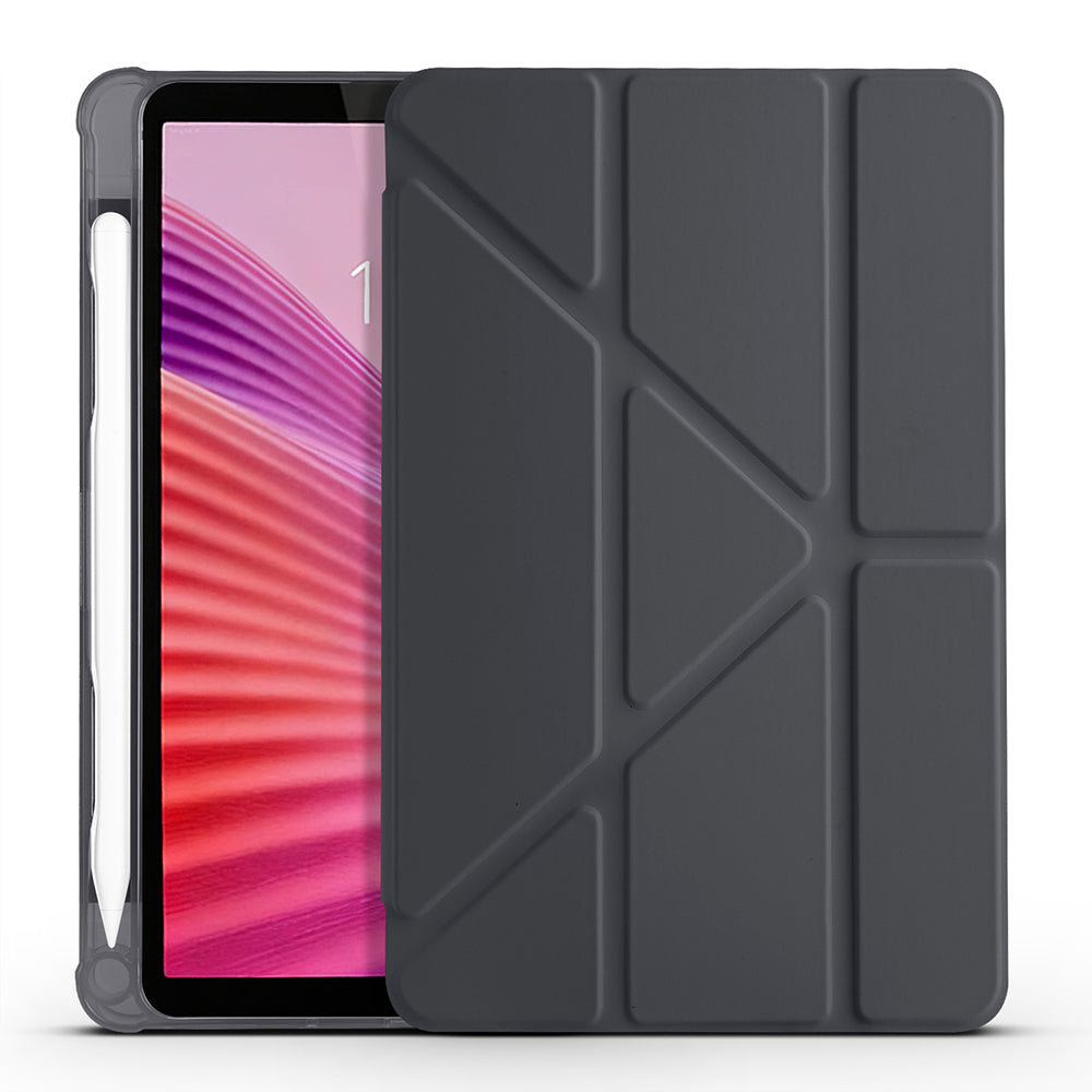 Lenovo Tab One 8.7 TB-305FU Kılıf Zore Tri Folding Kalem Bölmeli Standlı Kılıf Siyah
