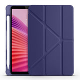 Lenovo Tab One 8.7 TB-305FU Kılıf Zore Tri Folding Kalem Bölmeli Standlı Kılıf Lacivert
