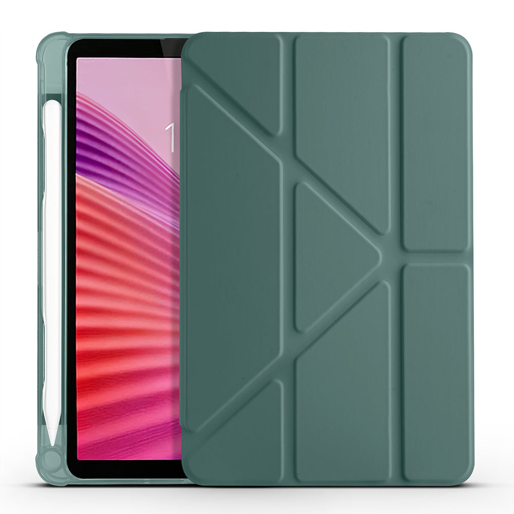 Lenovo Tab One 8.7 TB-305FU Kılıf Zore Tri Folding Kalem Bölmeli Standlı Kılıf Koyu Yeşil