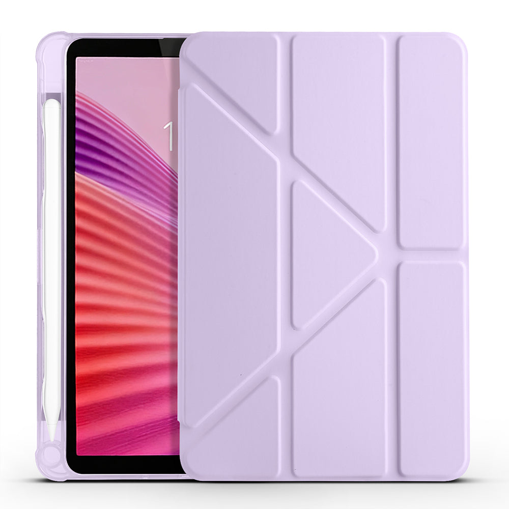 Lenovo Tab One 8.7 TB-305FU Kılıf Zore Tri Folding Kalem Bölmeli Standlı Kılıf Lila