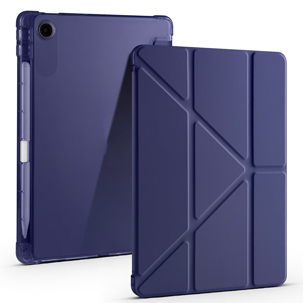 Lenovo Tab TB-311FU Kılıf Zore Tri Folding Kalem Bölmeli Standlı Kılıf Lacivert