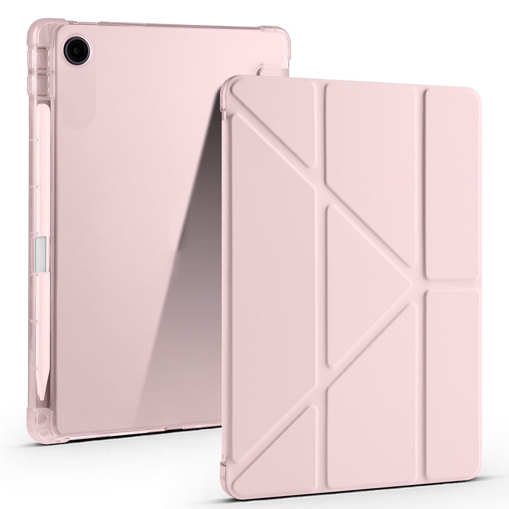 Lenovo Tab TB-311FU Kılıf Zore Tri Folding Kalem Bölmeli Standlı Kılıf Rose Gold