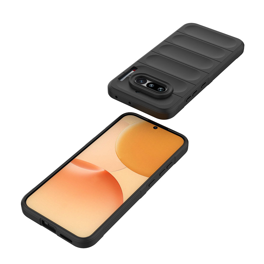 Nothing Phone 4A Kılıf Esnek TPU Oyuklu Arka Yüzey Tasarımlı Etnik Silikon Kapak Siyah