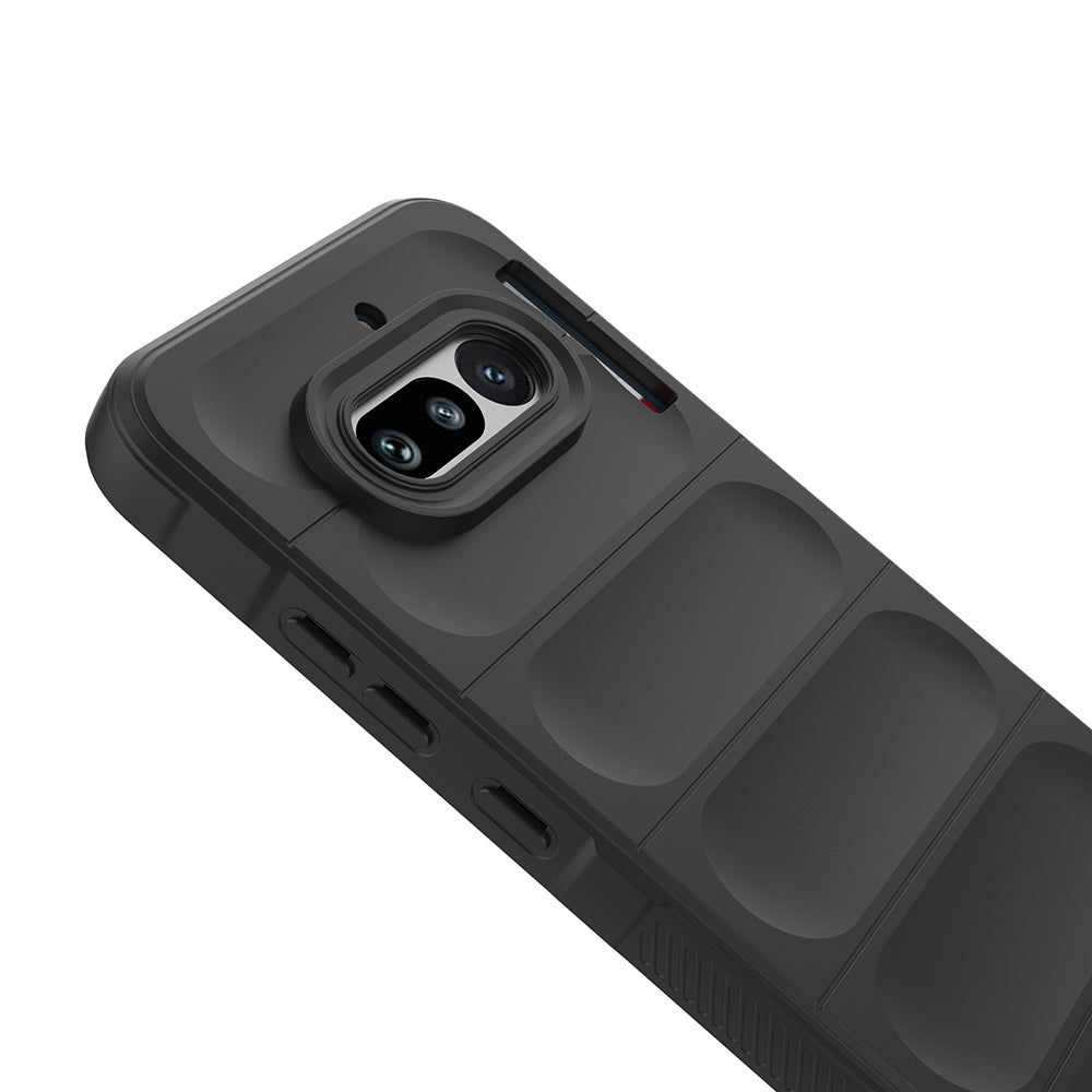 Nothing Phone 4A Kılıf Esnek TPU Oyuklu Arka Yüzey Tasarımlı Etnik Silikon Kapak Siyah