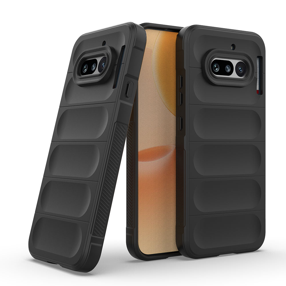 Nothing Phone 4A Kılıf Esnek TPU Oyuklu Arka Yüzey Tasarımlı Etnik Silikon Kapak Siyah