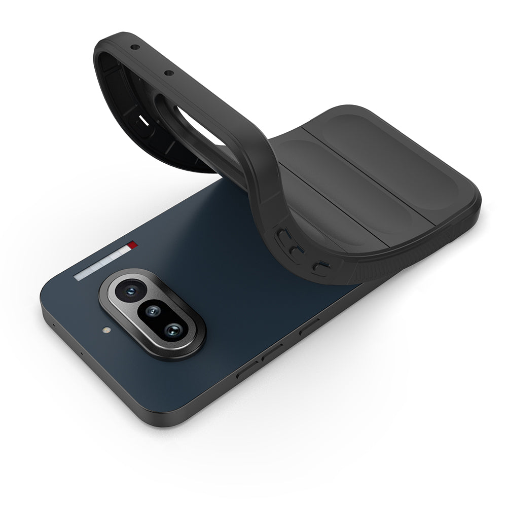 Nothing Phone 4A Kılıf Esnek TPU Oyuklu Arka Yüzey Tasarımlı Etnik Silikon Kapak Siyah