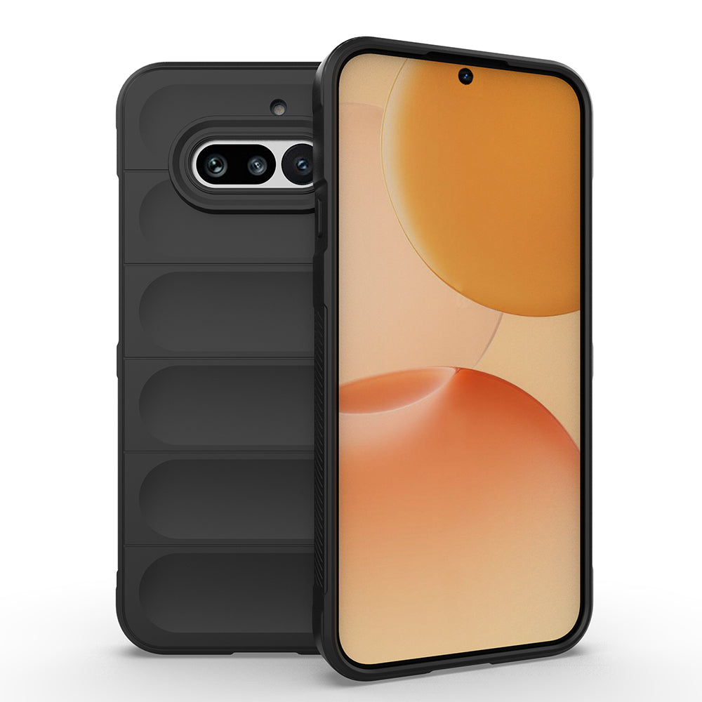 Nothing Phone 4A Kılıf Esnek TPU Oyuklu Arka Yüzey Tasarımlı Etnik Silikon Kapak Siyah