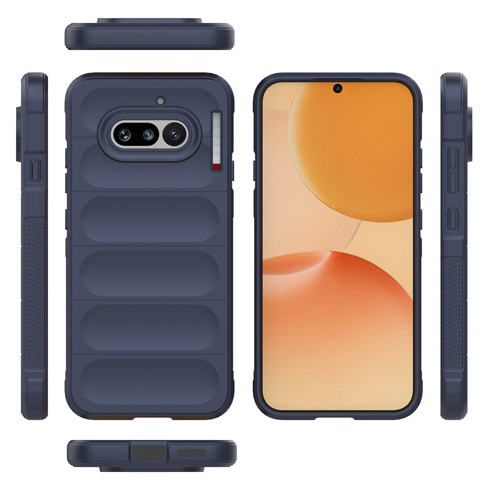 Nothing Phone 4A Kılıf Esnek TPU Oyuklu Arka Yüzey Tasarımlı Etnik Silikon Kapak Lacivert