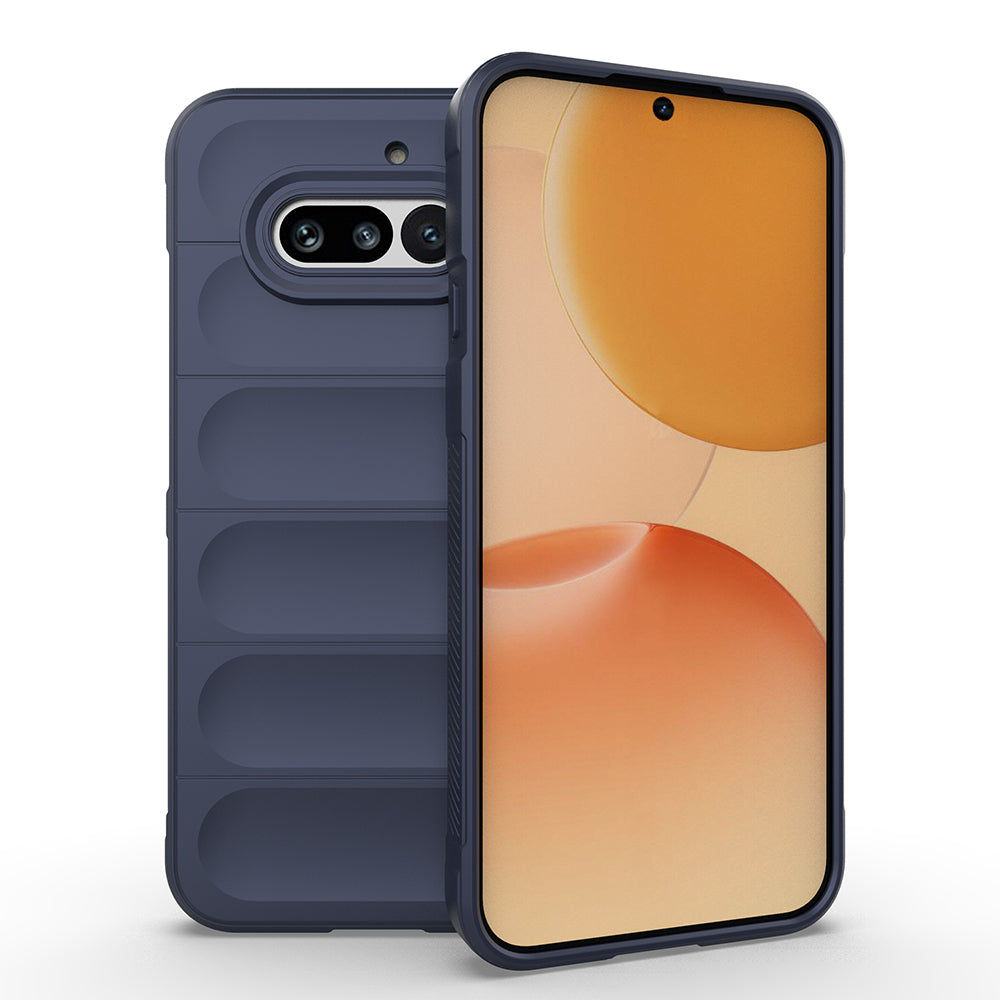 Nothing Phone 4A Kılıf Esnek TPU Oyuklu Arka Yüzey Tasarımlı Etnik Silikon Kapak Lacivert