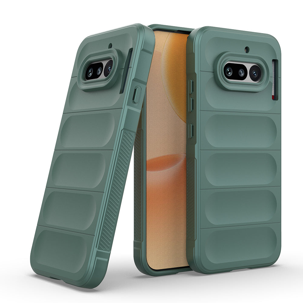 Nothing Phone 4A Kılıf Esnek TPU Oyuklu Arka Yüzey Tasarımlı Etnik Silikon Kapak Koyu Yeşil
