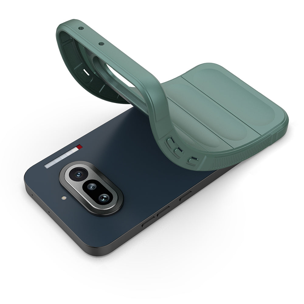 Nothing Phone 4A Kılıf Esnek TPU Oyuklu Arka Yüzey Tasarımlı Etnik Silikon Kapak Koyu Yeşil