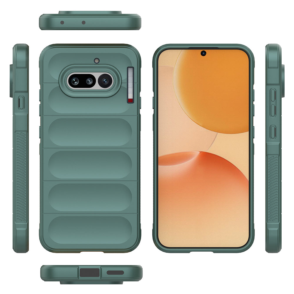 Nothing Phone 4A Kılıf Esnek TPU Oyuklu Arka Yüzey Tasarımlı Etnik Silikon Kapak Koyu Yeşil