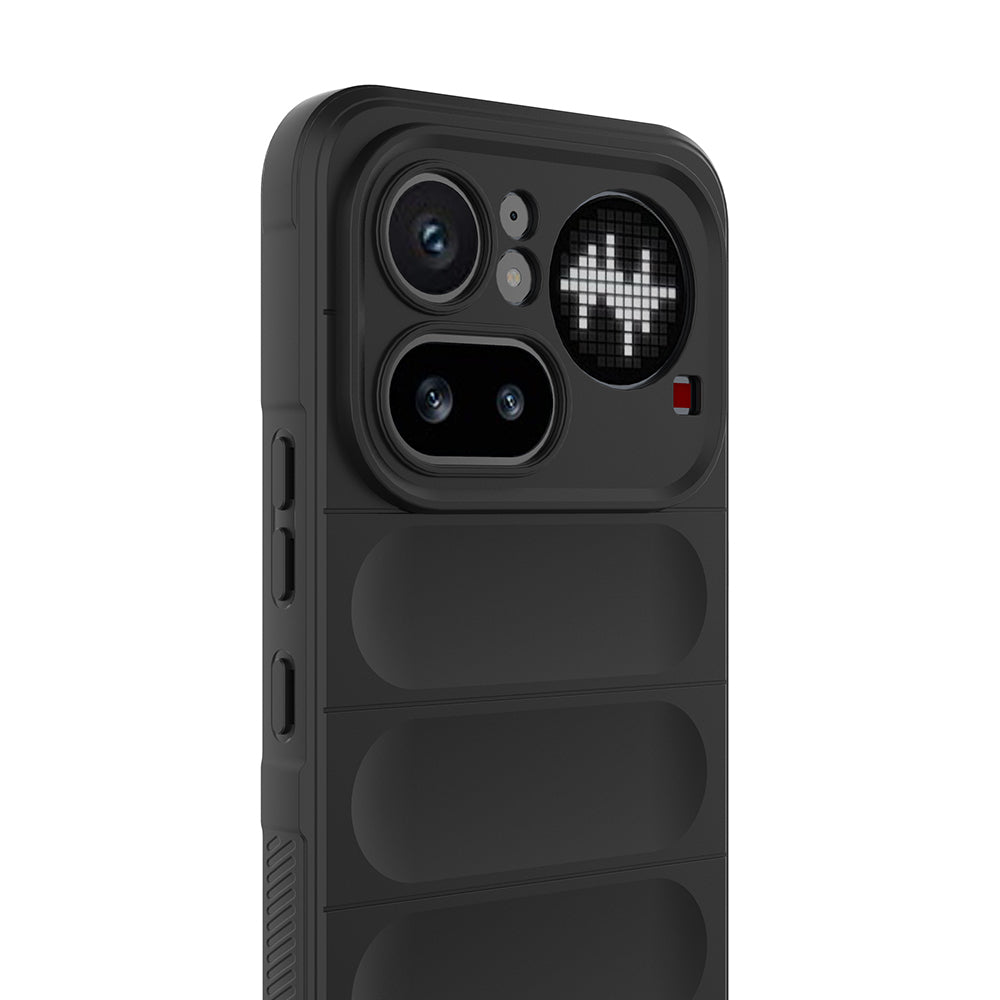 Nothing Phone 4A Pro Kılıf Esnek TPU Oyuklu Arka Yüzey Tasarımlı Etnik Silikon Kapak Siyah