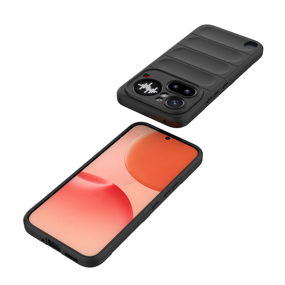 Nothing Phone 4A Pro Kılıf Esnek TPU Oyuklu Arka Yüzey Tasarımlı Etnik Silikon Kapak Siyah