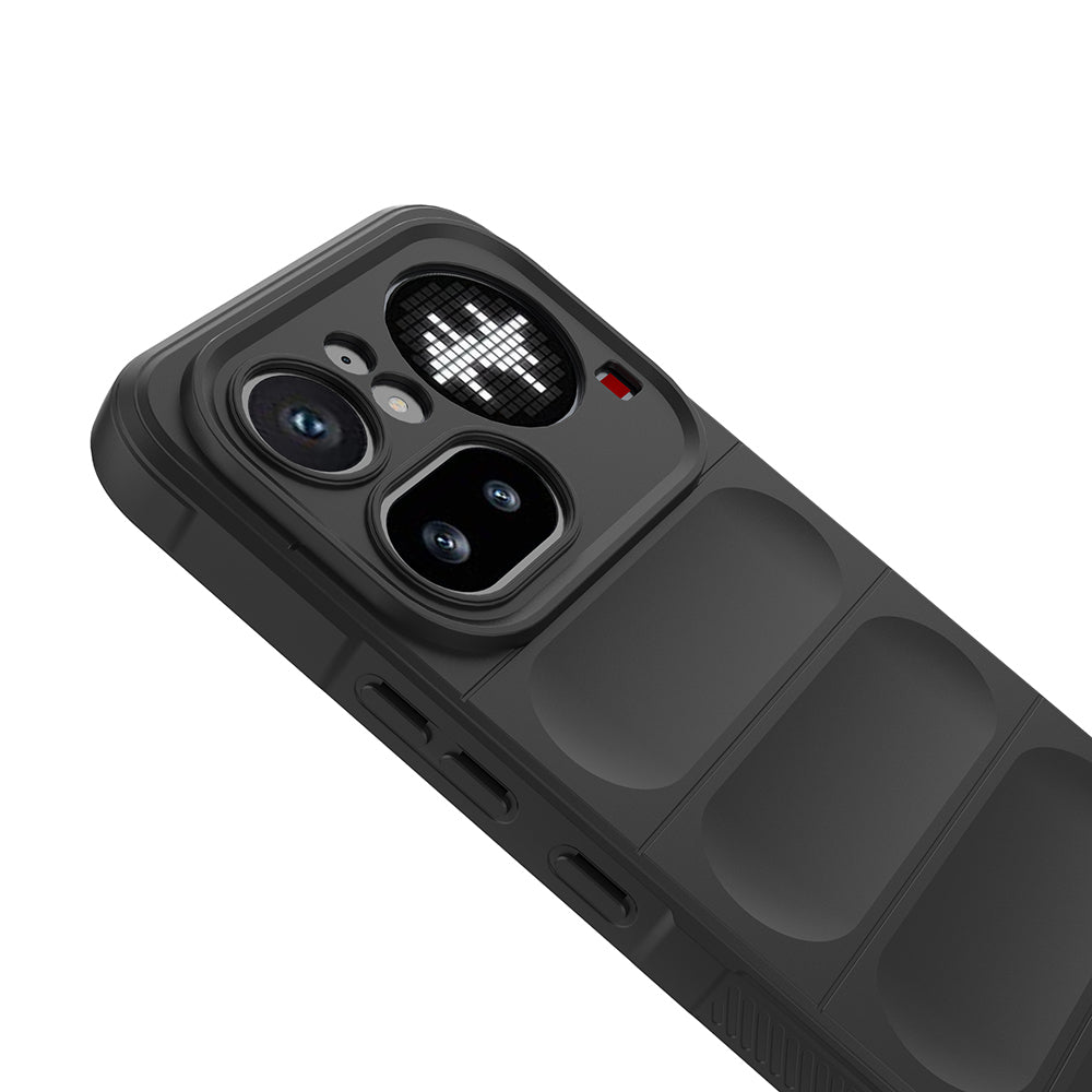 Nothing Phone 4A Pro Kılıf Esnek TPU Oyuklu Arka Yüzey Tasarımlı Etnik Silikon Kapak Siyah